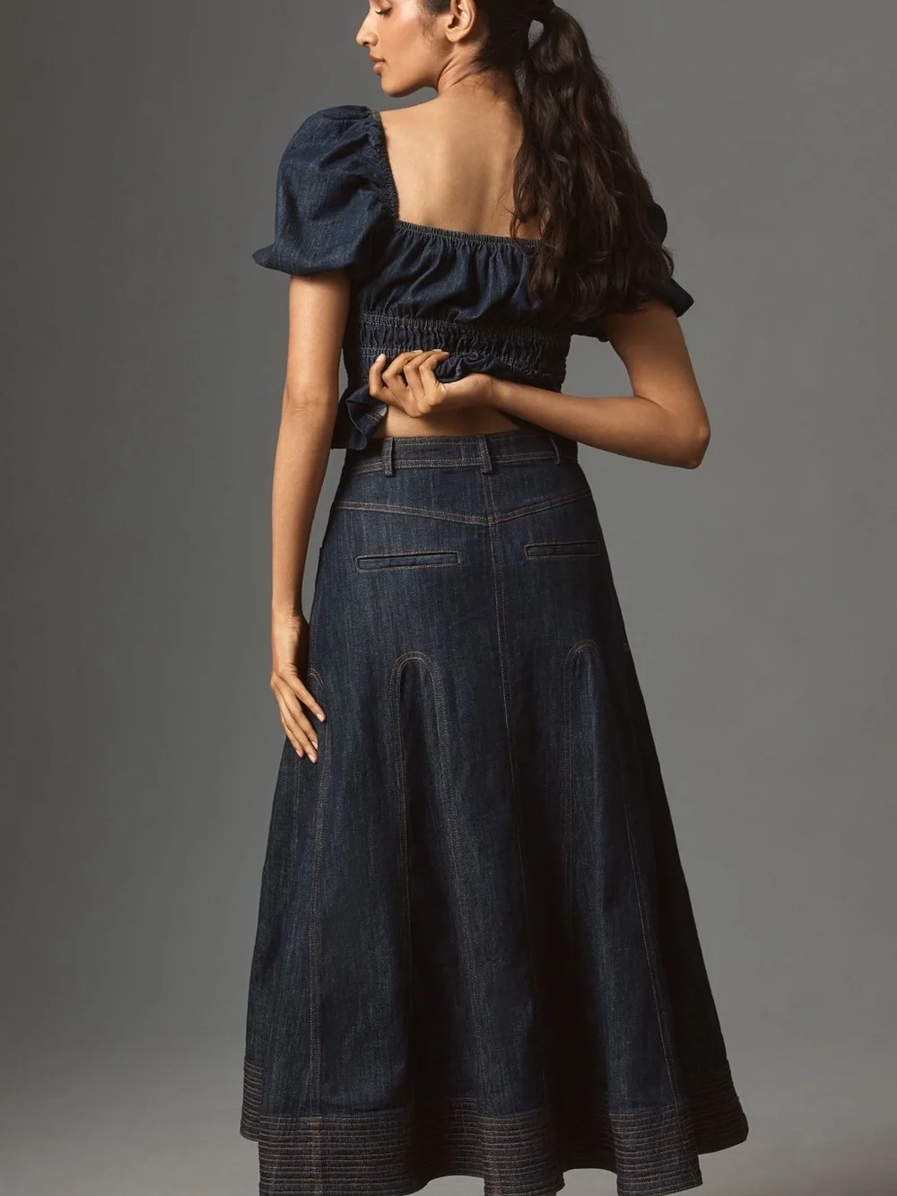 NWOT Anthropologie Pilcro Dark Indigo Denim Maxi Skirt - Picture 4 of 4